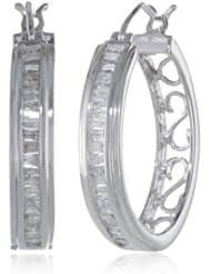 Sterling Silver Diamond Hoop Earrings (1/2 cttw.I-J Color,I2-I3 Clarity)
