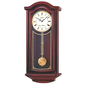 Seiko Wall Pendulum Clock Mahogany Finish Solid Wood Case #QXH118BLH by Seiko
