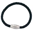 Men's Bracelet Leather Black Woven with Stainless Steel Magnetic Brushed Satin Link 8.75 inches by Bucasi Men's Bracelet Leather Black Woven with Stainless Steel Magnetic Brushed Satin Link 8.75 inches by Bucasi