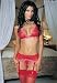 Valentine's Day 4PC Lace Flower Trimmed Triangle Bra Sexy Lingerie Intimate Apparel with Garter Belt G-String