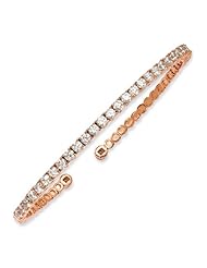 Sterling Silver Pink Plated With Cz Cuff Bracelet, Best Quality Free Gift Box Satisfaction Guaranteed