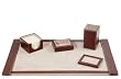 4 Piece, Italian Leather Executive Desk Set, Blotter, Note Holder, Pen Cup, Desk Box