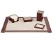 4 Piece, Italian Leather Executive Desk Set, Blotter, Note Holder, Pen Cup, Desk Box