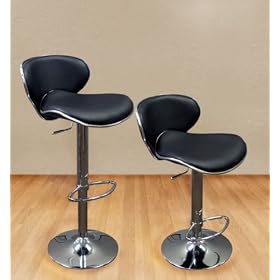 Click here to buy Modern Set of (2) Brand New Black Swivel Leather Bar Stool Pub Barstool by Sky Enterprise USA.