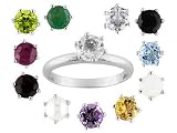 9.99CTW MULTI GEM STERLING SILVER INTERCHANGEABLE BIRTHSTONE RING SET OF 12