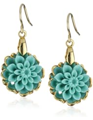 Devon Leigh "Splash Of Color" Small Turquoise Flower in 24k Gold Foil Earrings