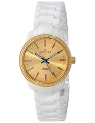 Invicta Womens 14909 Ceramics Gold Dial White Ceramic Watch
