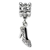 .925 Sterling Silver High Heel Shoe Dangle Bead