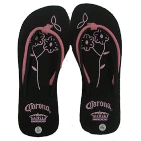 Corona Mexican Alcohol Beer Sandals - Pink Brown Logo Womens Shoes