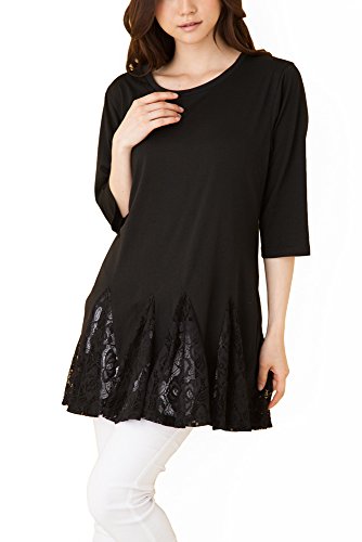 (Goldjapan)ゴールドジャパン 大きいサイズ レディース 花レース切り替え ワンピース ドット柄 半袖 半そで 七分袖 7分袖 チュニック Aライン 体型カバー フォーマル パーティー ドレス 結婚式 二次会 入学式 入園式 カジュアル エレガント きれいめ ワンピ エレガント sms-009