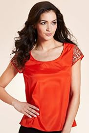 Per Una Short Sleeve Sequin Satin Blouse