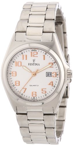 Festina F16375/7 - Reloj analógico de cuarzo para mujer con correa de acero inoxidable, color plateado