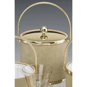 Kraftware 43068 Wicker Beige 3 Quart Ice Bucket with Bale Handle and Metal Cover by Kraftware