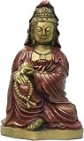 Kuan-Yin with rosary, gold / red finish