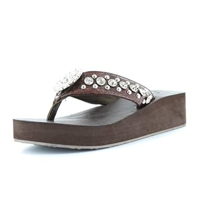 Amazon: CJ by Cowgirl Jewels Jewels Flip Flops Brown 8: Sandals ...