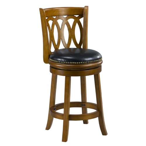 Mintra Dark Oak Finish Spiral Back 24Inch Swivel Counter Stool Cheap