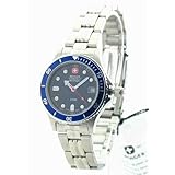 Womens Wenger Swiss Military Aquagraph Steel Divers Rotating Bezel Date Watch 79074