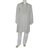 Novelty Pajama Tops Cotton Embroidered Kurta Pajama Size L Chest : 42