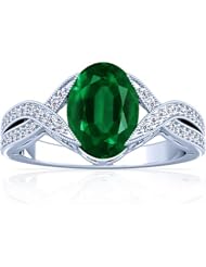 Platinum Oval Cut Emerald Ring With Sidestones