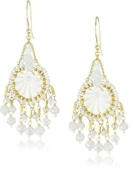 Miguel Ases Opalite Quartz and Shell Small Chandelier Drop Earrings