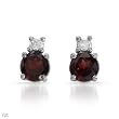 Earrings With 1.00ctw Precious Stones - Genuine Diamonds and Garnets White Gold Length 8mm