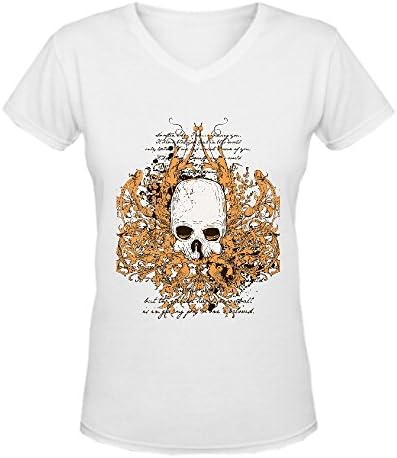 Women's Breakthrough Skull With Bird Beard Shirt Short Sleeves V Neck No pilling Tees White M