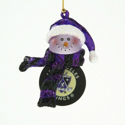 Los Angeles Kings NHL Striped Acrylic Snowman Ornament (3-inch)