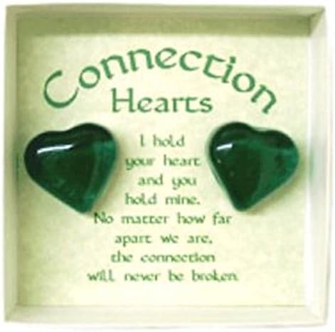 Green Set Of 2 Glass Connection Hearts