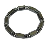 Men's Magnetic Hematite Bracelet with Black Hexagon Beads 8.5
