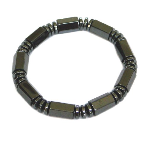 Men’s Magnetic Hematite Bracelet with Black Hexagon Beads – 8.5″