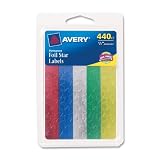 Self-Adhesive Star Labels, Red, Silver, Gold and Green, 440/Pack AVE06007