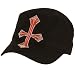 Cotton Frayed Cross Patch Military Cadet Hat Cap Black