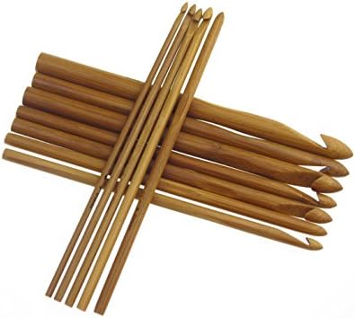 vlonfine 12 Sizes Carbonized Bamboo Crochet Hook Knitting Needles 3.0-10.0mm