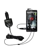 Audio FM Transmitter / Internet Music Vehicle Adapter with integrated Car Charger for the Motorola Droid X - uses Gomadic TipExchange Technology