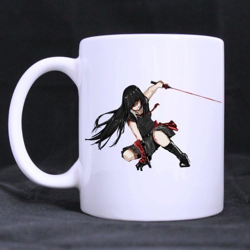 Japan Anime Akame ga KILL Girl With Sword Custom White Coffee Mug Tea Cup 11 OZ Office Home Cup (Printed on two sides)