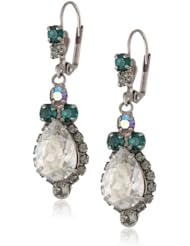 Sorrelli "Viridescence" Ornate Crystal Silver-Tone French Wire Teardrop Earrings