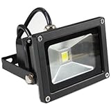GLW 10W 12V AC or DC Warm White LED Flood light High Power Waterproof Outdoor Lights Black Case