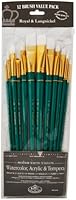 Royal & Langnickel - 9300 Series |10760:Zip N' Close 12-Piece White Taklon Long Brush Set - RSET-9316