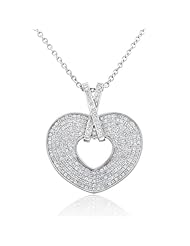 14K White Gold Love Struck Collection Pave Set Shimmering Heart Pendant
