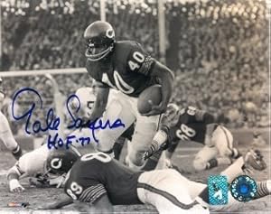 Gale Sayers Autographed/Hand Signed Chicago Bears 8x10 Sepia Photo HOF 77- Sayers Hologram