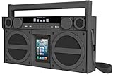 iHome Bluetooth Portable FM Stereo Boombox with USB Charging in Rubberized Finish - Gunmetal (iBN44GC)