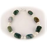 Jasper Gemstone Nuggets and Freshwater Pearls Bracelet 50