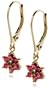 18k Yellow Gold Plated Sterling Silver Ruby Flower Dangle Earrings