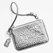 NEW AUTHENTIC COACH POPPY METALLIC LEATHER SMALL WRISTLET 42853 (Silver)