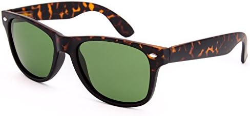 Wayfarer Sunglasses for Men &amp; Women Classic Green Authentic Glass Lens (Tortoise Brown Frame) - D263GL