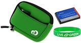 2n1 Neoprene Sleeve (Forrest Green) Case and NB-6L 1000mAh Li-Ion Battery for Canon PowerShot SD1200IS Digital Camera Orange