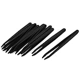 uxcell 帯電防止ピンセット　ストレート　耐熱性ある　クラフト　ホビー　ブラック　プラスチック　10個