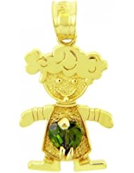Baby Girl CZ Emerald Heart 10K Yellow Gold Charm