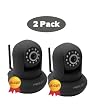2 PACK Foscam FI8910W Wireless/Wired Pan & Tilt IP/Network Camera with IR-Cut Filter for True Color Images - 8 Meter Night Vision and 3.6mm Lens (67° Viewing Angle) - Black NEWEST MODEL (replaces the FI8918W)