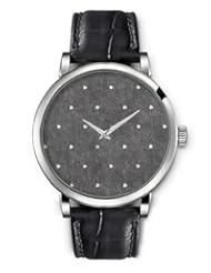 SPRAWL Aanalog Fashion Series Silver Ladies Watches of Genuine Black Leather Strap,Unique Wrist Watch for Women Girls Designed with Background with heart flower branch